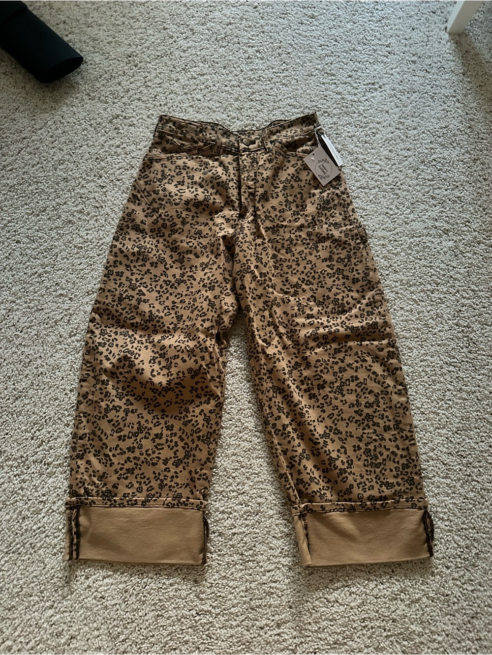 Anthropology Leopard Print, barrel Pants in Tan and Black